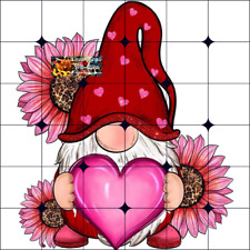Sublimation Print Gnome Floral Heart Valentines Day Ready To Press Heat Transfer