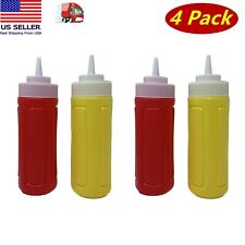 4 Pack Of Ketchup Mustard Plastic Squeeze Bottle Set Dispenser Red And Yellow
