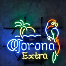 17x14 Parrot Corona Extra Neon Sign Light Lamp Glass Artwork Bar Beer Store