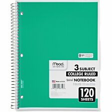 Usa Brand New Red Mead 3 Subject Wirebound College Ruled Notebook 120 Sheet