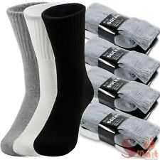Lot 3-12 Pairs Mens Solid Sports Athletic Work Plain Crew Socks Size 9-11 10-13