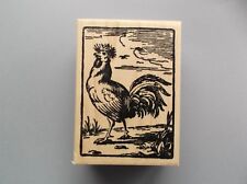 100 Proof Press Rubber Stamps Stylized Rooster Square New Wood Stamp Last One