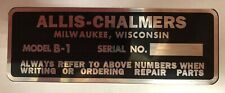 Allis Chalmers B1 Garden Tractor Id Plate-brand New Vintage Antique Lawn Tag