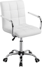 White Desk Chairs With Wheelsarmrests Modern Pu Leather Office Chair