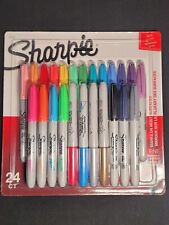 New Sharpie Permanent Markers 24 Ct. Fine Point Assorted Colors Metallic Neon