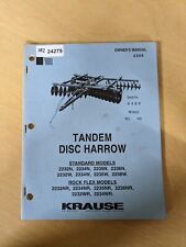 Krause Tandem Disc Harrow Standard Rock Flex Owners Manual With Parts List