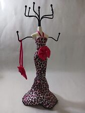 Vintage Mannequin Jewelry Stand Holder Display - Leopard Dress - 11 Inch Great