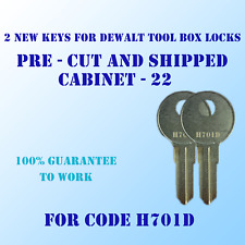 H701d Keys Pair Of Keys For Dewalt Truck Tool Box Locks. Pre Cut To Code H701d