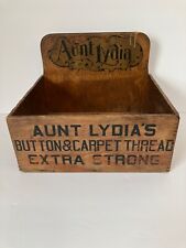 Vintage Aunt Lydias Button Carpet Thread Wooden Store Counter Display Box