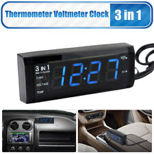 12v Car Clock 3 In 1 Voltmeter Time Thermometer Led Display Rechargeable Digital