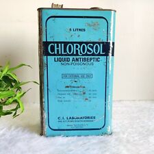 1950s Vintage Chlorosol Liquid Antiseptic Non Poisonous Advertising Tin Can Box