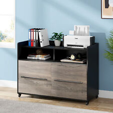 Wood Lateral File Cabinet 2-drawer Office Rolling Filing Cabinet For Letter Size
