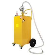 30 Gallon Gas Caddy Fuel Diesel Transfer Tank Rotary Pump Oil Hose Yellow