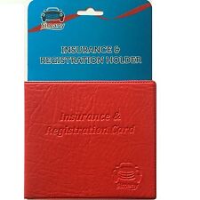 Red Auto Car Insurance Registration Holder Wallet 5.25x4.6embossed Faux-leather