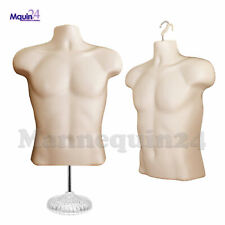 1 Mannequin Torso Flesh Male With Stand Hanger -plastic Mens Body Form
