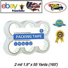 Packing Tape 6 Rolls Heavy Duty Shipping Packaging Tape Transparent 1.9 X 165