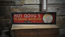 Custom Hot Dog Business Sign - Rustic Hand Made Vintage Wooden Sign