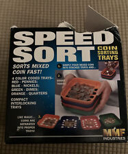 Speed Sort Fast Coin Sorter Color-coded Trays Quarters Nickels Pennies Dimes Box
