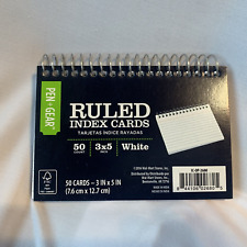 Pengear Ruled Index Cards Book 3 X 5 50 Count Spiral Bound Memo White
