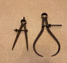 2 Vintage Starrett Flat Leg Dividers Calipers 4 And 6 Inch