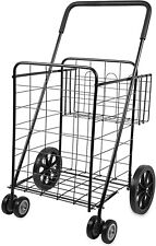 Oxgord Folding Shopping Cart With Double Basket Jumbo Size 150lb Capacity Black