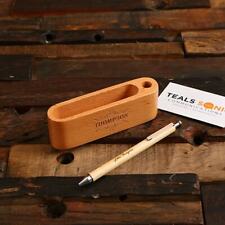 Personalized Wooden Pen W Business Card Pen Holder In Beech Wood Stationery Set