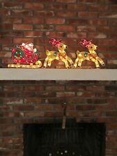 Holographic Lighted Santa Sleigh With Reindeer Holiday Sign Outdoor