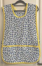 Spring Everyday Cobbler Style Adult Apron Pocket White Daisies Flower Blue