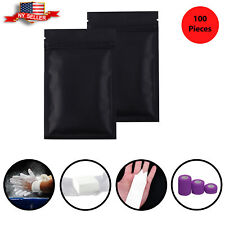 100 Flat Black Metallic Foil Resealable Bags Repacking Pouch W Variety Of Sizes