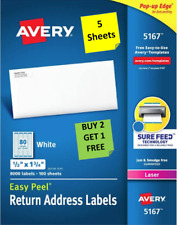 5 Sheets Avery 516752675967 Return Address Labels 12 X 1 34 Laser B2g1