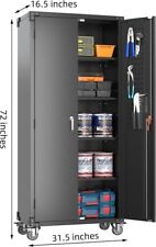 Aobabo 72 Metal Storage Cabinet Garage Tool Storage Cabinets W Pegboard Wheels
