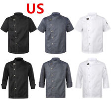 Us Unisex Kitchen Work Uniform Chef Coat Cook Jacket Restaurant Uniform Tops