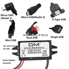 Step Down Dc12v To 5-9v 3a 15w Minimicrodouble Usb Power Adapter Converter Usa