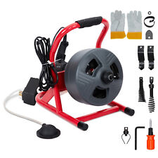 50ft 516 Drain Cleaner Electric Sewer Snake Cleaning Machine W Cuttersgloves