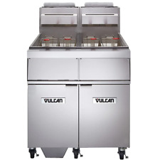 Vulcan Natural Gas 90-100 Lb. 2 Unit Floor Fryer System W Millivolt Controls