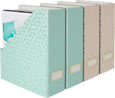 Foldable Magazine File Holder With Gold Label Holder - Set Of 4 Cardboard Magazi