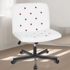 Elecwish Home Office Chair With Wheels White Armless Cross Legged Desk Chair