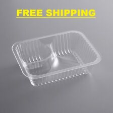 500case Clear 2 Compartment Plastic Nacho Chips Cheese Chili Fry Tray Basket