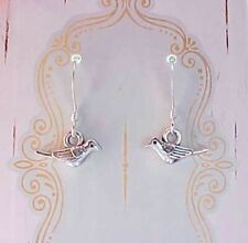 B2g1 Silver Robin Blue Bird Earrings Charms Woman Friend Gift French Wrap Card