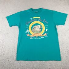 Vtg Groundhog Day T Shirt Mens Large Teal Race Movie Made In Usa Cotton Blend