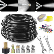 Sewer Jetter Nozzles Kit 100ft Drain Cleaning Hose Pressure Washer Male 14 Npt