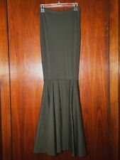 Olive Green High Waist Bodycon Mermaid Solid Strech Maxi Skirt Form Fitted S
