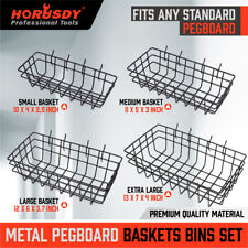 4 Pack Pegboard Baskets Organize Tools Shelf Storage Box Steel Garage Wall