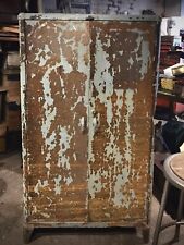 Vintage 2 Door Metal Storage Cabinet Distressed Locker Art Deco Industrial