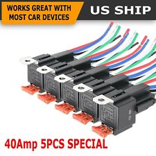 5pcs 12v Car Audio Relay Switch Harness 40 Amp Fuse 14awg Wire 5pin Spst Relays