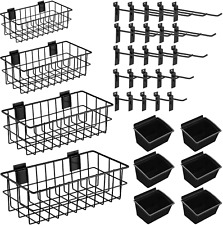 35 Pcs Slatwall Accessories Set Includes Ventilated Metal Wire Slatwall Baskets