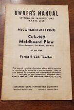 Ih International Mccormick Deering Cub-189 Moldboard Plow For Farmall Cub Manual