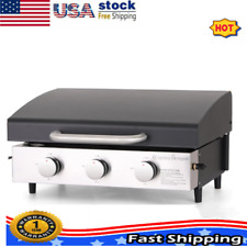 3-burner Tabletop Griddle Bbq Portable Flat Top Gas Grill Outdoor Camping Hot