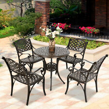 Set Of 5 Outdoor Cast Aluminum Dinning Table And Chairs Patio Bistro Furniture