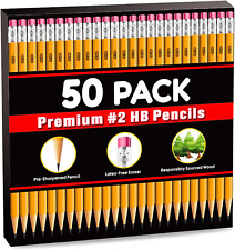 50 Pack 2 Pencils Bulk Pre-sharpened Pencils With Eraser Top 2 Hb Pencils For